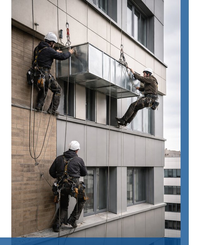 Монтаж воздуховодов на фасаде в Петергофе от 1569 р. | ВЫСОТНИК-Птф