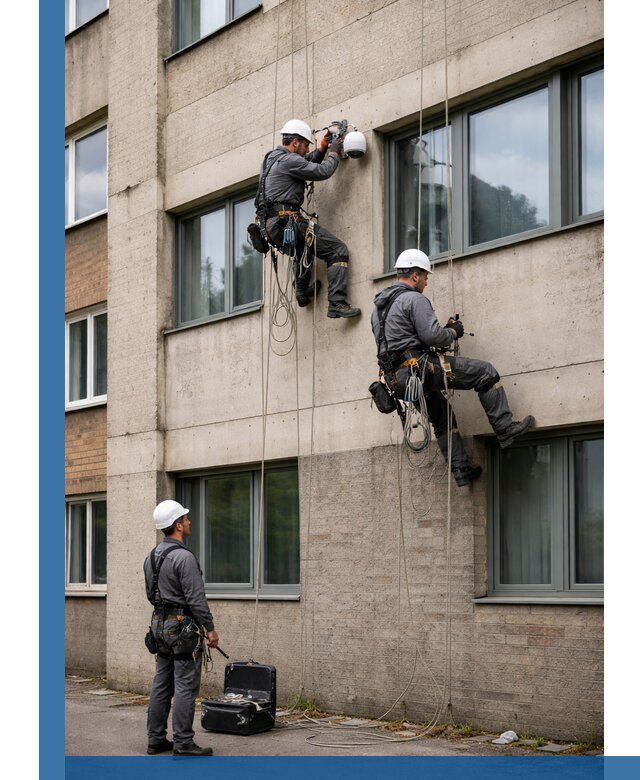 Монтаж фасадных камер видеонаблюдения в Петергофе под ключ