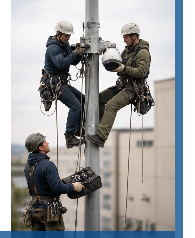 Установка видеокамер на мачте в Петергофе от 8892 р. | ВЫСОТНИК-Птф