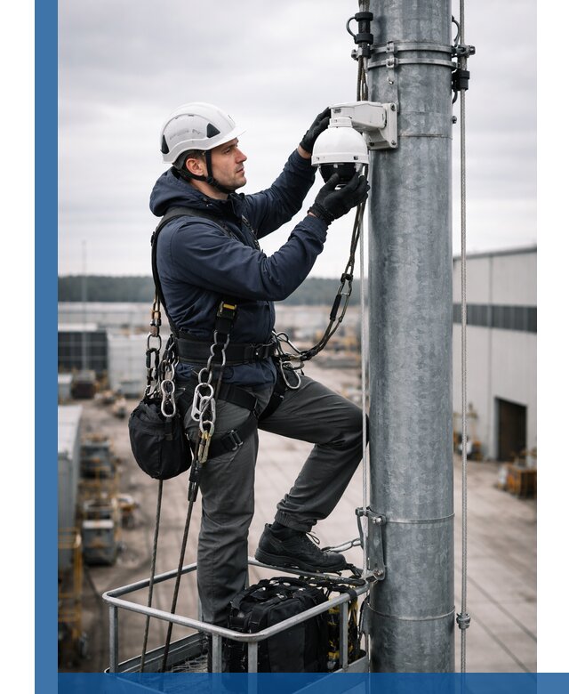 Профессиональная установка видеокамер на мачте в Петергофе