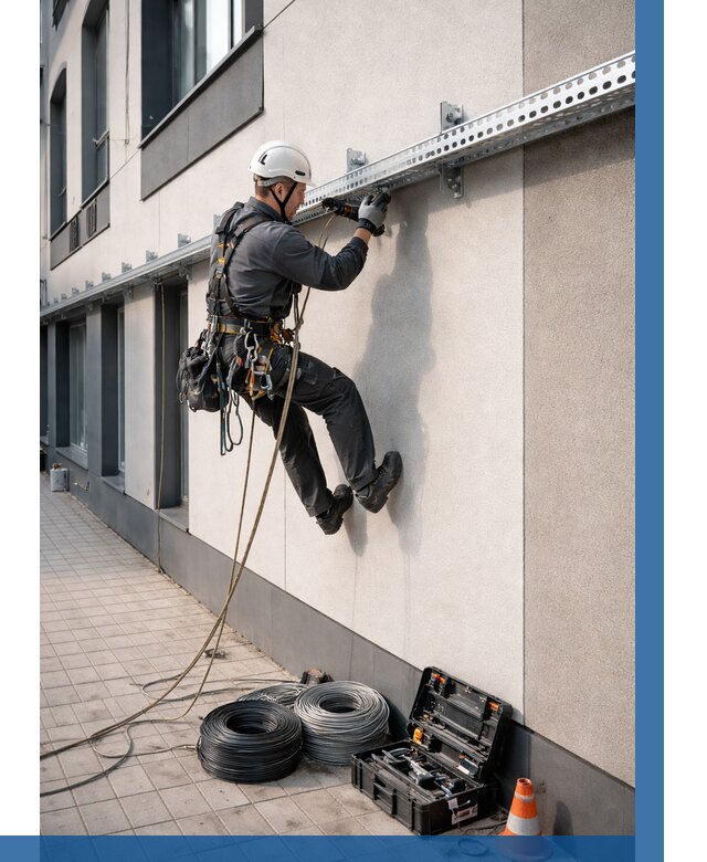 Монтаж кабельных лотков на фасаде в Петергофе от 1255 р. | ВЫСОТНИК-Птф