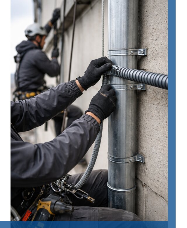 Монтаж гофры для кабеля в Петергофе от 314 р. | ВЫСОТНИК-Птф