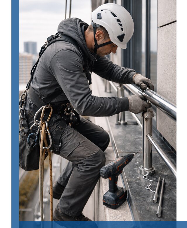 Монтаж ограждений на высоте в Петергофе для зданий и конструкций