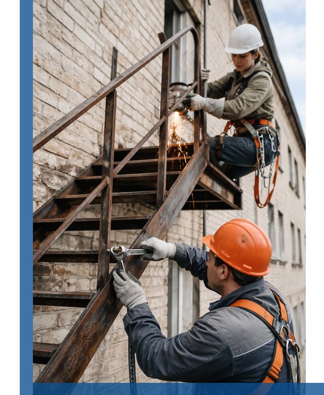 Ремонт и восстановление пожарных лестниц с выездом в Петергофе