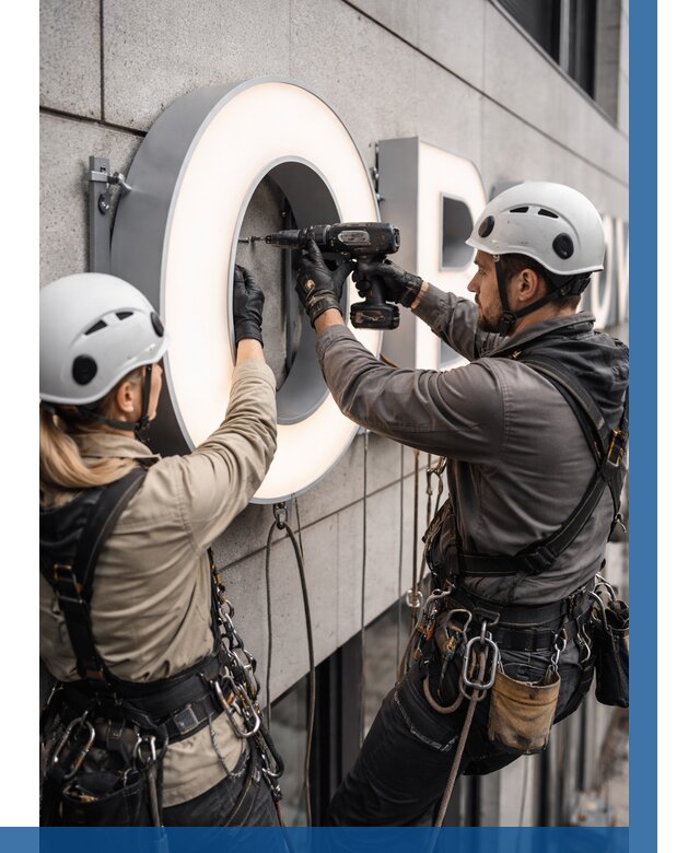 Монтаж световых букв в Петергофе от 3138 р. под ключ ВЫСОТНИК-Птф