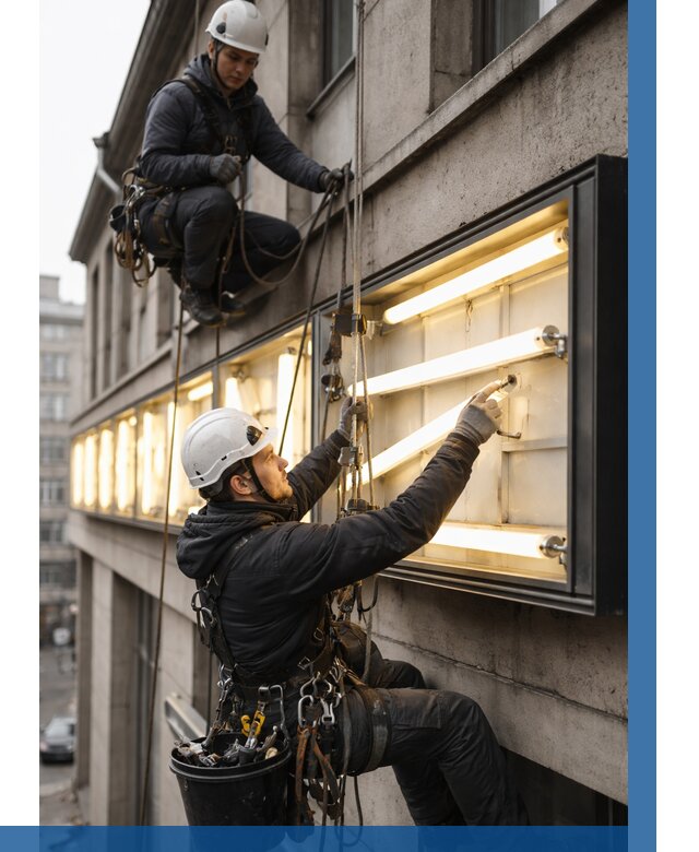 Замена ламп в вывеске в Петергофе под ключ от 3661 р. | ВЫСОТНИК-Птф