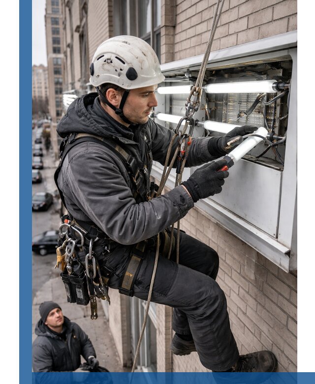 Профессиональная замена ламп в наружной вывеске в Петергофе