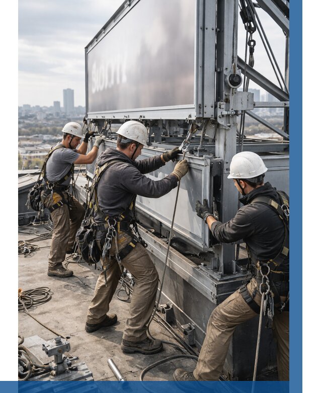 Монтаж крышной рекламной конструкции в Петергофе от 62766 р.|ВЫСОТНИК-Птф