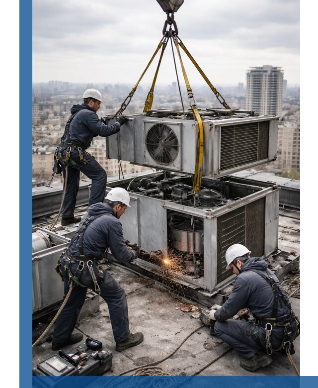 Демонтаж крышной установки в Петергофе любой сложности