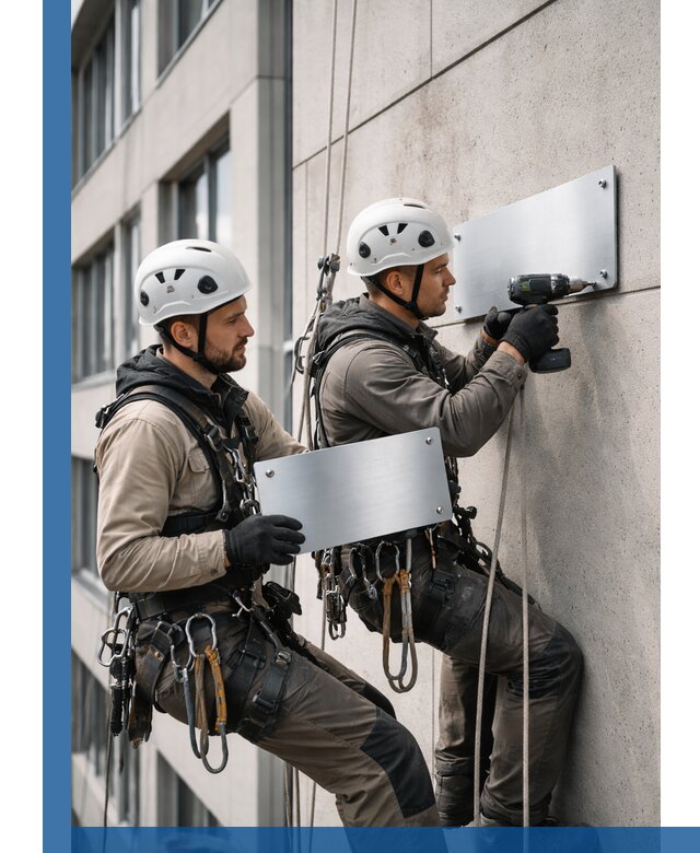 Монтаж табличек и указателей в Петергофе для зданий и сооружений