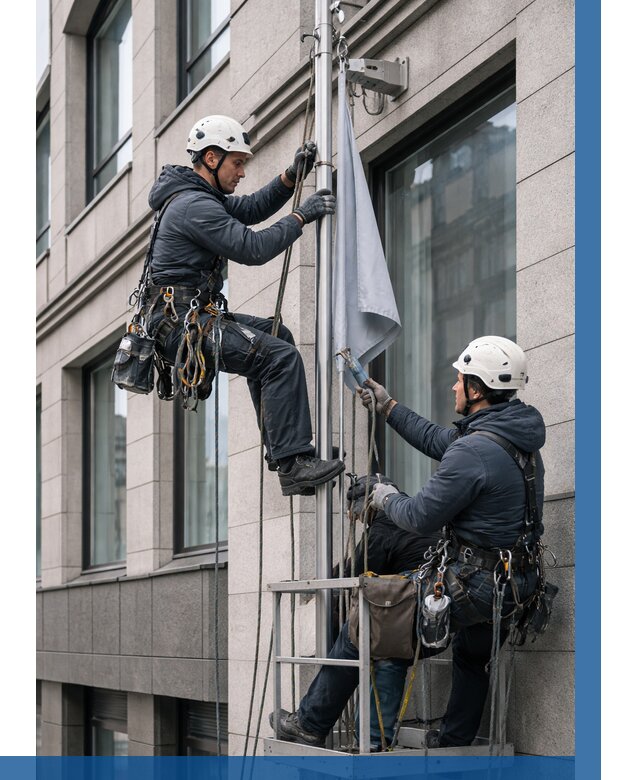 Установка флагов на фасаде в Петергофе от 4707 р. | ВЫСОТНИК-Птф