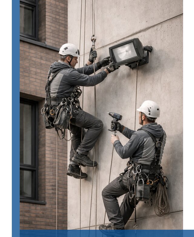 Профессиональный монтаж фасадных прожекторов в Петергофе под ключ