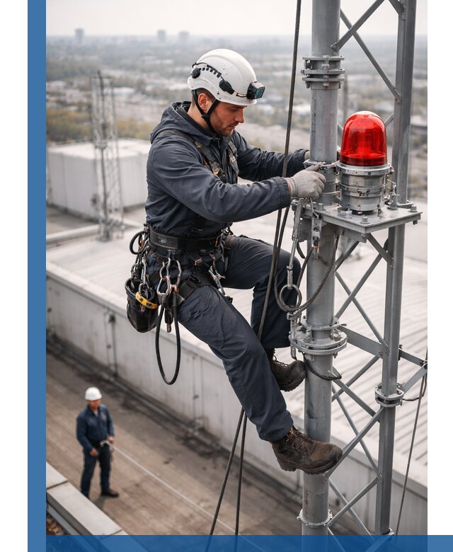 Монтаж заградительных огней и обслуживание объектов в Петергофе