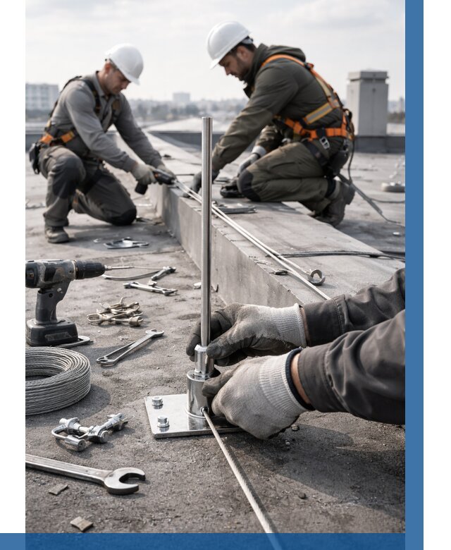 Монтаж молниезащиты на кровле в Петергофе цена от 26153 р. | ВЫСОТНИК-Птф