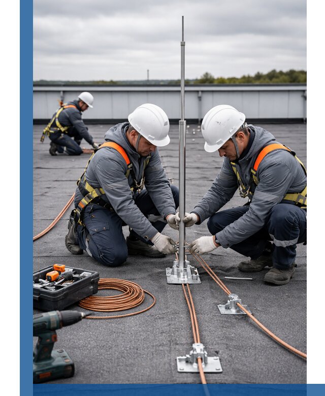 Монтаж молниезащиты на кровле в Петергофе под ключ с гарантией