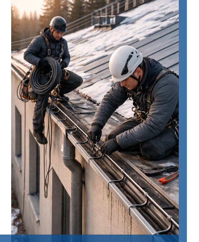 Монтаж греющего кабеля на кровле в Петергофе от 471 р. | ВЫСОТНИК-Птф
