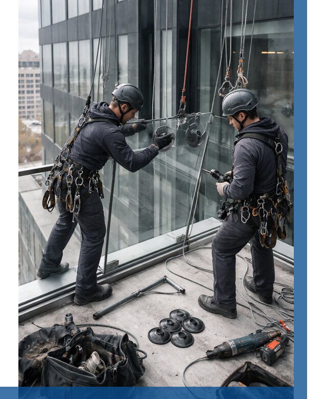 Монтаж стеклянных ограждений в Петергофе от 2615 р. | ВЫСОТНИК-Птф