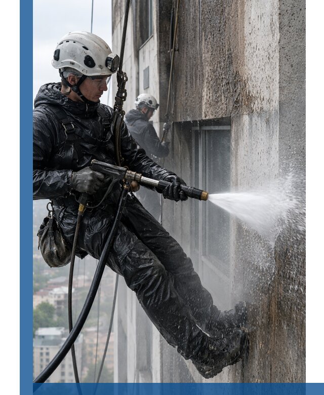 Гидроструйная очистка фасадов и конструкций в Петергофе
