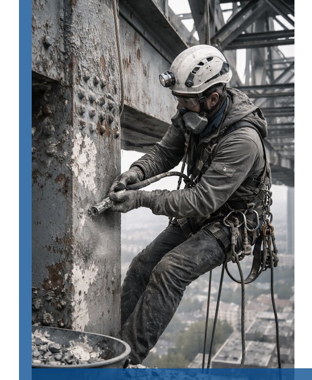 Удаление старой краски с металлических конструкций в Петергофе