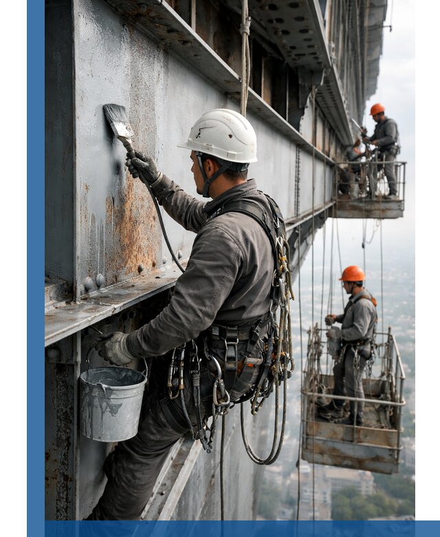 Покраска металлоконструкций на высоте в Петергофе профессионально