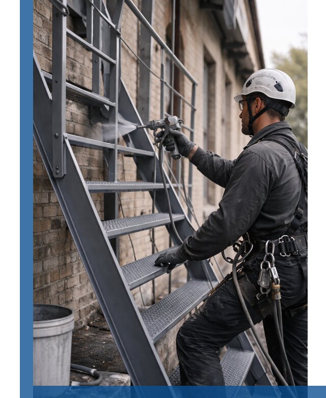 Покраска и антикоррозионная защита пожарных лестниц в Петергофе