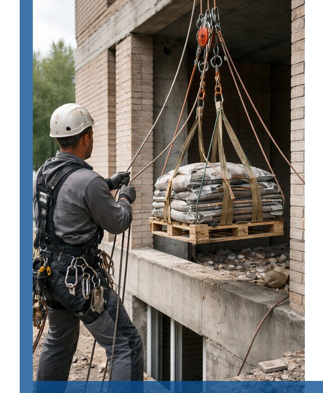 Подъем материалов на этаж веревками в Петергофе оперативно