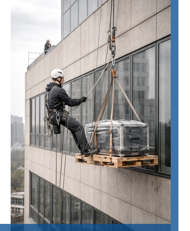 Спуск груза по фасаду в Петергофе от 3661 р. | ВЫСОТНИК-Птф