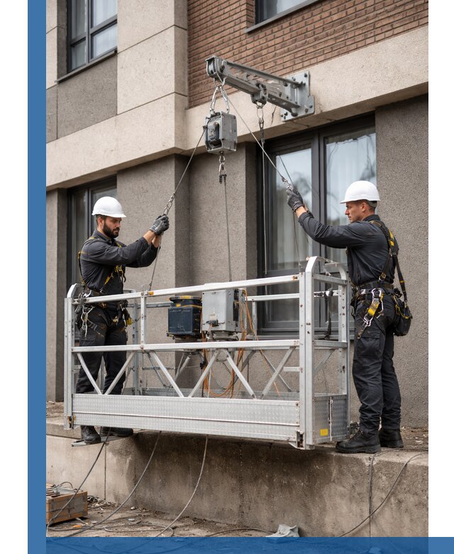 Монтаж и подъем фасадной люльки в Петергофе с гарантией безопасности