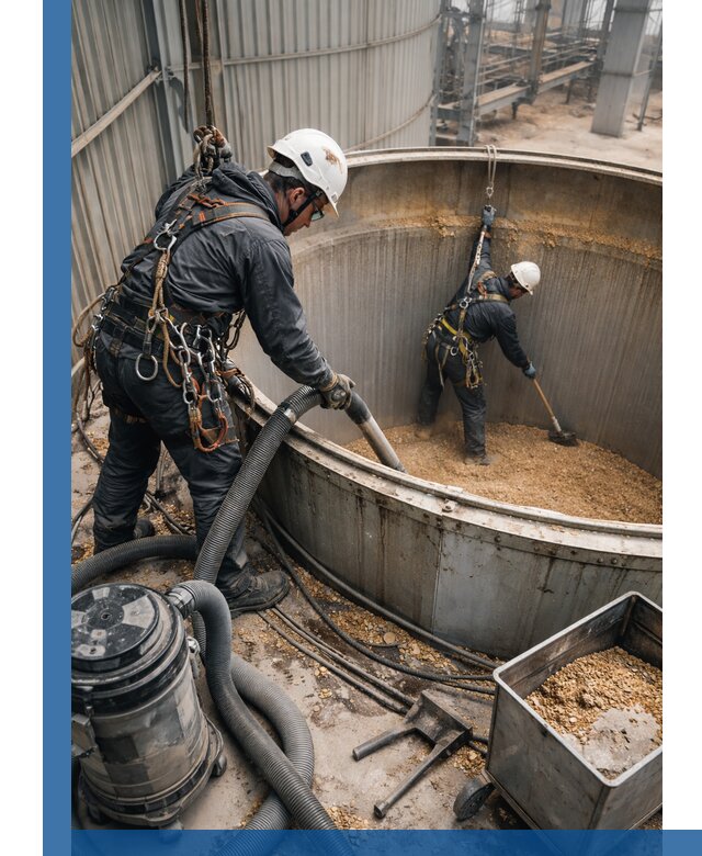 Профессиональная чистка зерновых бункеров в Петергофе с выездом