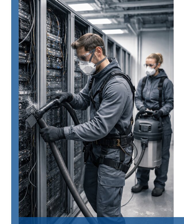 Обеспыливание серверной комнаты в Петергофе, профессиональная очистка