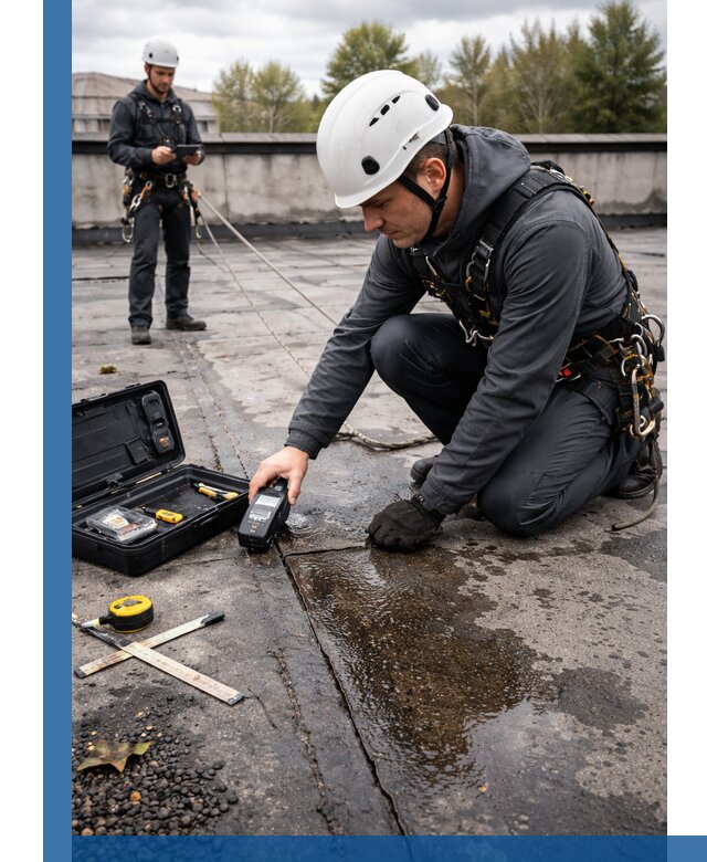 Обследование кровли на протечки и выявление дефектов в Петергофе