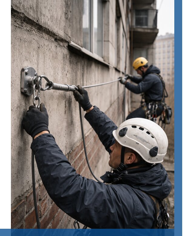 Монтаж анкерных линий в Петергофе от 3138 р. | ВЫСОТНИК-Птф