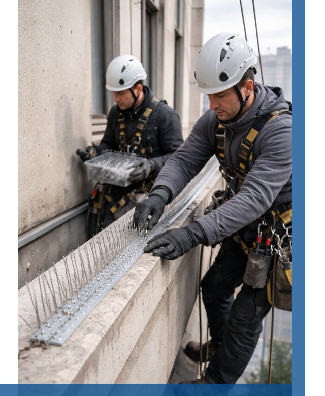 Установка шипов от птиц в Петергофе от 889 р. | ВЫСОТНИК-Птф